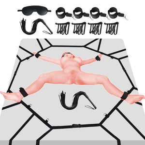 BDSM-Sex-Bondage-Kit Couples Bed Restraints Set,10 Pcs Adult Sex Toys with 4 Adjustable Wrist Thigh Cuffs,Whip,Eye Mask