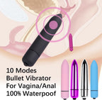 Powerful Bullet Vibrator with 10 Modes, Portable Mini Pocket Vagina Stimulator, Waterproof Super-Strong Adult Sex Toys for Women