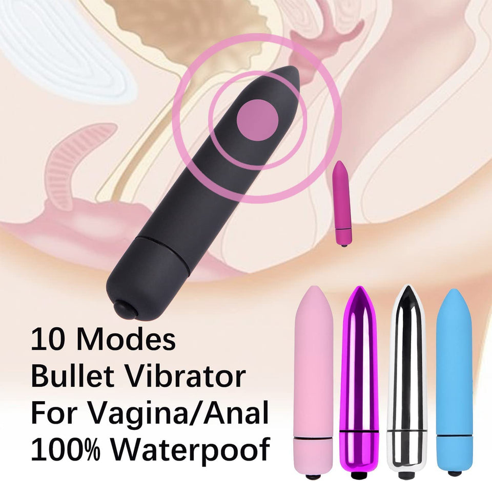 Powerful Bullet Vibrator with 10 Modes, Portable Mini Pocket Vagina Stimulator, Waterproof Super-Strong Adult Sex Toys for Women