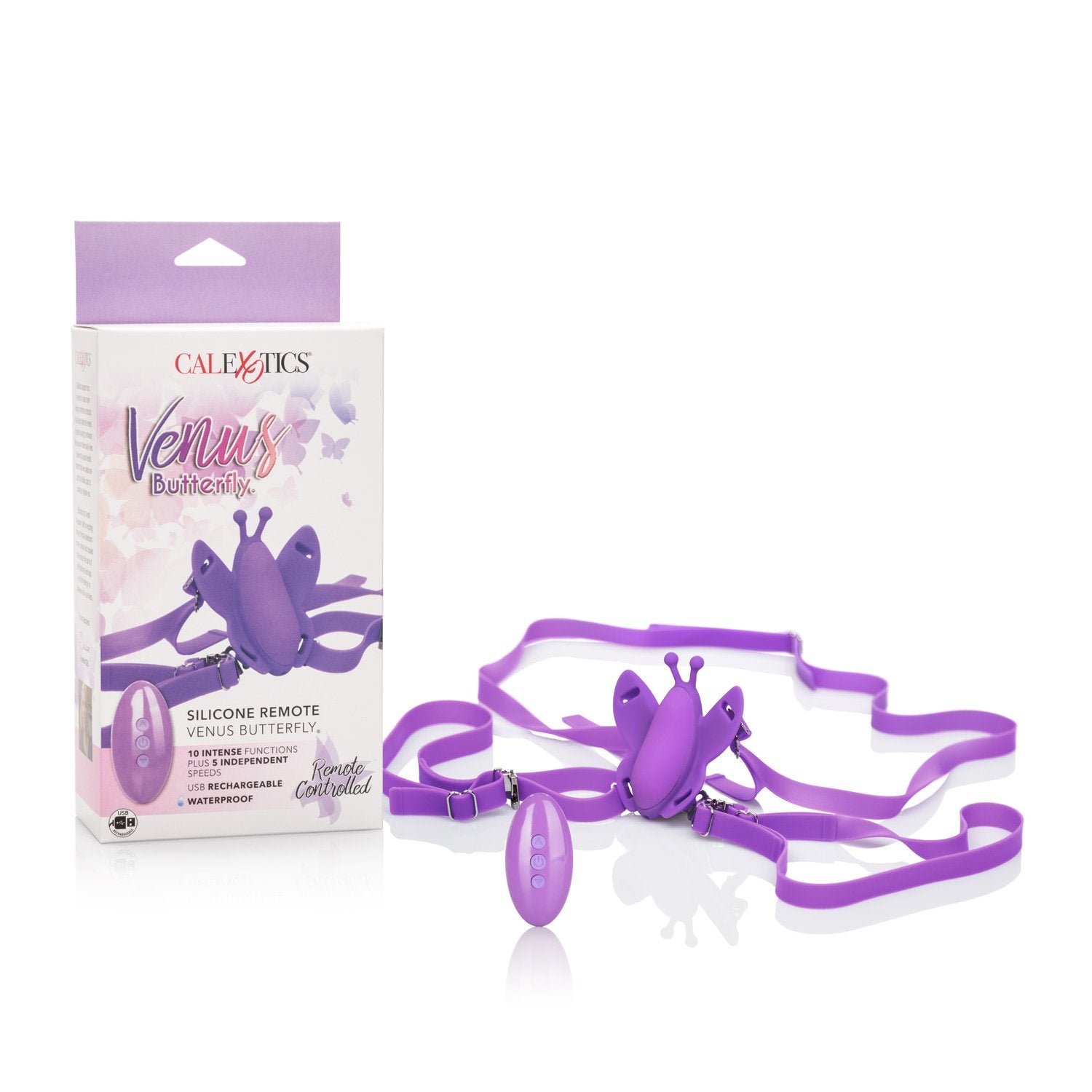 CalExotics Venus Butterfly Silicone Remote Wireless Micro Butterfly - Waterproof Hands Free Strap On Personal Massager with Cont