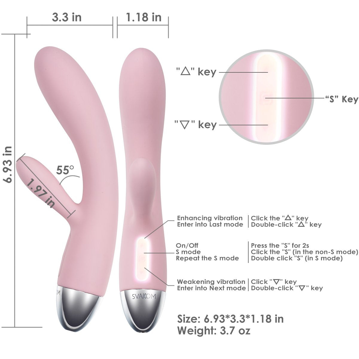 Svakom Alice Dual Motor Rabbit Vibe Pale, Pink