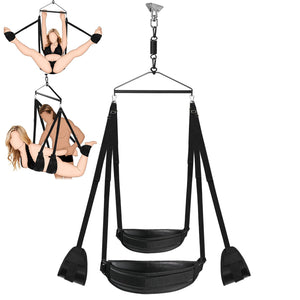 BDSM Sex Swing for Couple, Heavy Duty 360 Degree Spinning Indoor Ceiling Swing with Triangle Hanging Apparatus and Adjustable Sl