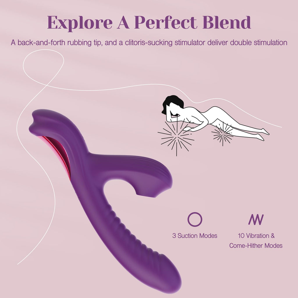 Tracy's Dog Come-Hither Rabbit Sucking Vibrator for Clitoral G Spot Stimulation, Adult Sex Toys for Women Couple, Vibrating Fing
