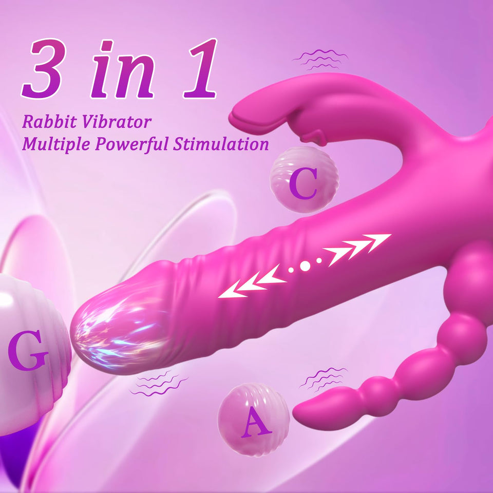 Thrusting Dildo Vibrator Sex Toys for Women, G Spot Anal Rabbit Vibrators Adult Sex Toys with 7 Powerful Speeds & 7 Vibrating Mo