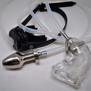 Metal Hollow Anal Plug Enema Soft Chastity Cage Chastity Lock Adjustable Mouth Plug Sm Set Adult Sex Toy