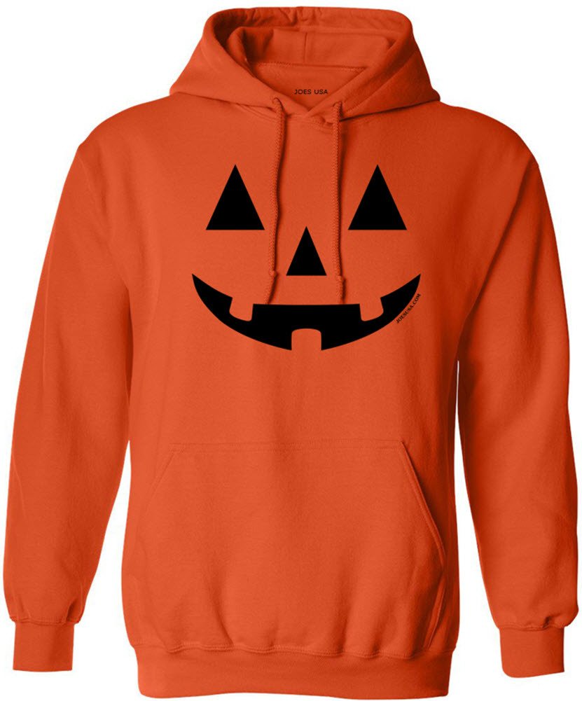 Joe s USA Jack O  Lantern Pumpkin Halloween Hooded Sweatshirt | M-Orange