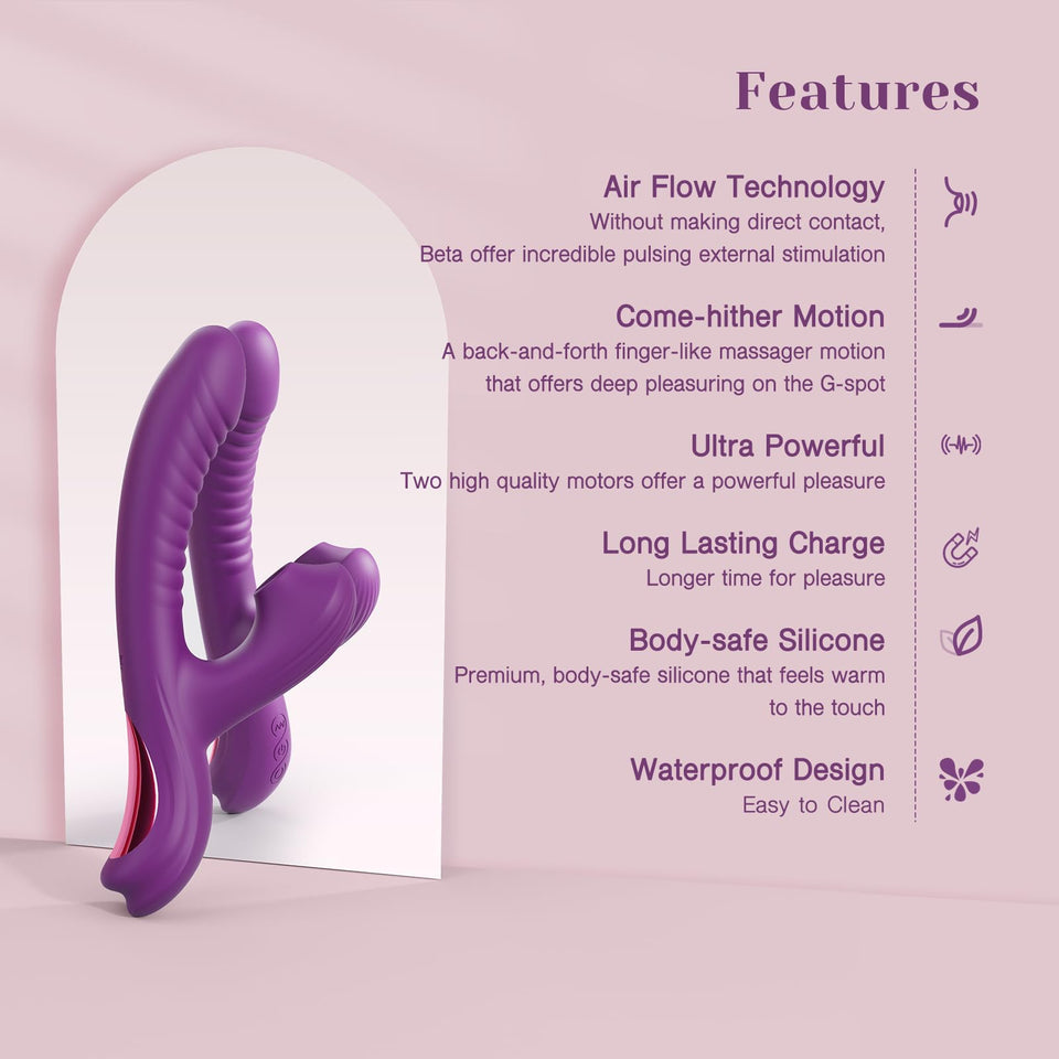 Tracy's Dog Come-Hither Rabbit Sucking Vibrator for Clitoral G Spot Stimulation, Adult Sex Toys for Women Couple, Vibrating Fing