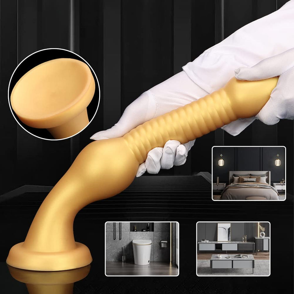 Super Long Anal Beads,Liquid Silicone Screw Thread Butt Plug Strong Suction Cup Long Anal Plug Prostate Massage Anal Trainer Dil