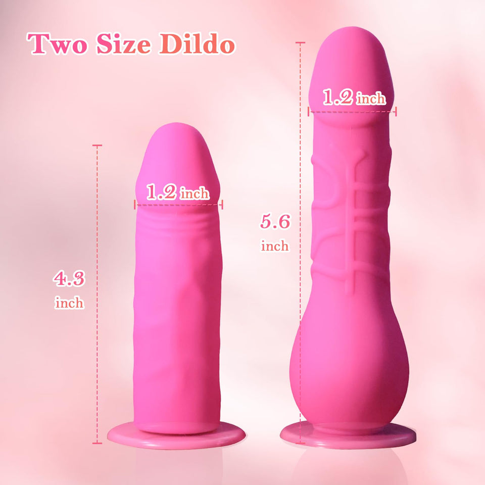 Pink Double Ended Strap On Dildo - Silicone Dildo with Wearable Harness, 2 Removable Realistic Fantasy Dildos, Adjustable Strap