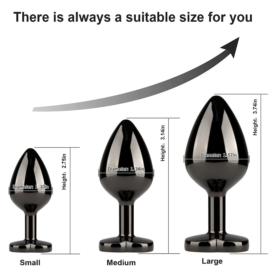 HISIONLEE Anal Plug 3PCS Sex Toys Anal Training Set Metal Butt Plug Adult Trainer Kit Toy with Crystal Diamond S&M Adult Gay Ana