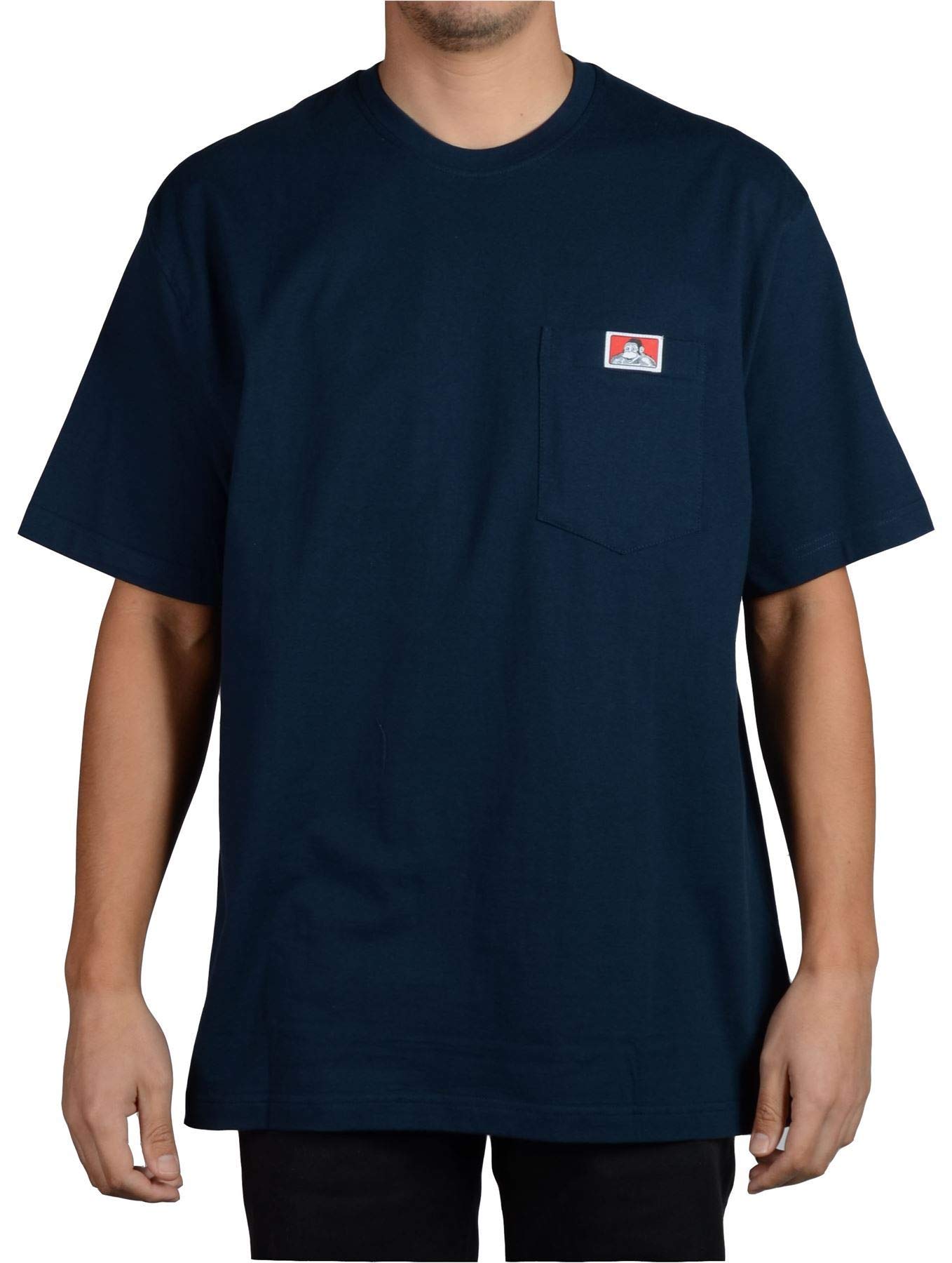 Ben Davis Mens Classic Label Short Sleeve Heavy Duty T-Shirt (Navy, Large)