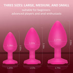 Anal Butt Plug Rose Sex Toy, 3Pcs Silicone Anal Plugs Training Set,Training Set with Flared Base Prostate Sex Toys for Beginners