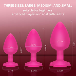 Anal Butt Plug Rose Sex Toy, 3Pcs Silicone Anal Plugs Training Set,Training Set with Flared Base Prostate Sex Toys for Beginners