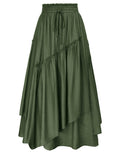 Scarlet Darkness Long Skirts for Women Renaissance Costume Pirate Maxi Skirt Plus Size with Pockets Army Green M