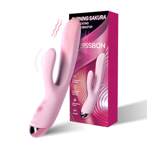 Jissbon Burning Sakura Dual-Head Rabbit Vibrator Vibrating Dildo Massager with Heating Function Sex Toys for Clitoral Stimulatio