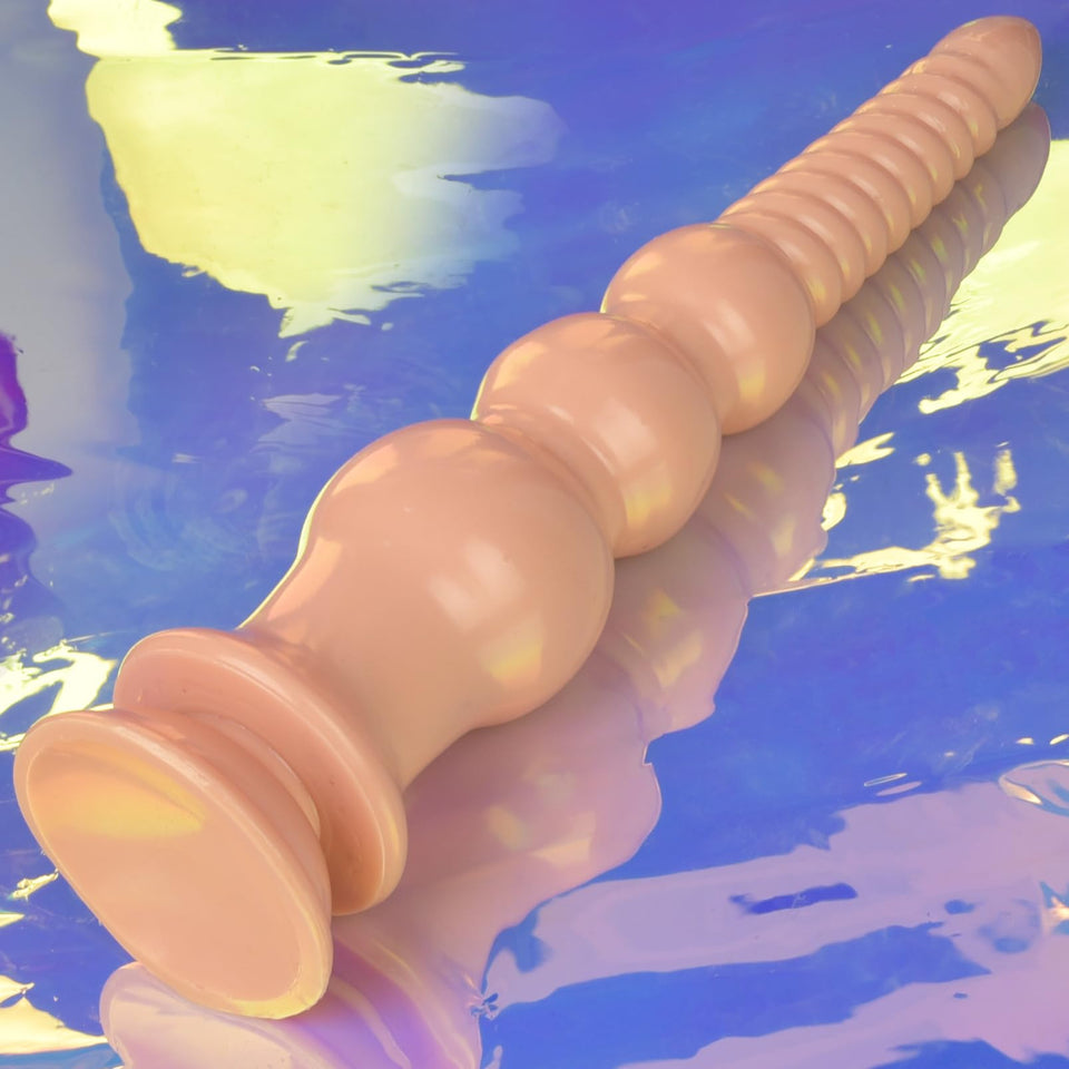 MEBAULT 12.4 inch Anal Beads Trainer with Suction Cup Flesh Butt Plug Cone Anal Stretcher Prostate Massager Dilator Sex Toy for