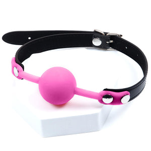 DFsucces Leather Restraints Ball Mouth Plug Silicone Bondage Ball Gag for Sex, BDSM Restraints Toys Sex Gag Muzzles (Pink) (P1)