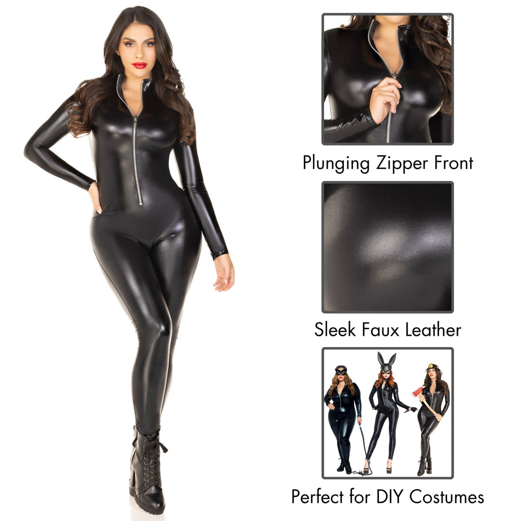 Lame Zipper Front Catsuit.