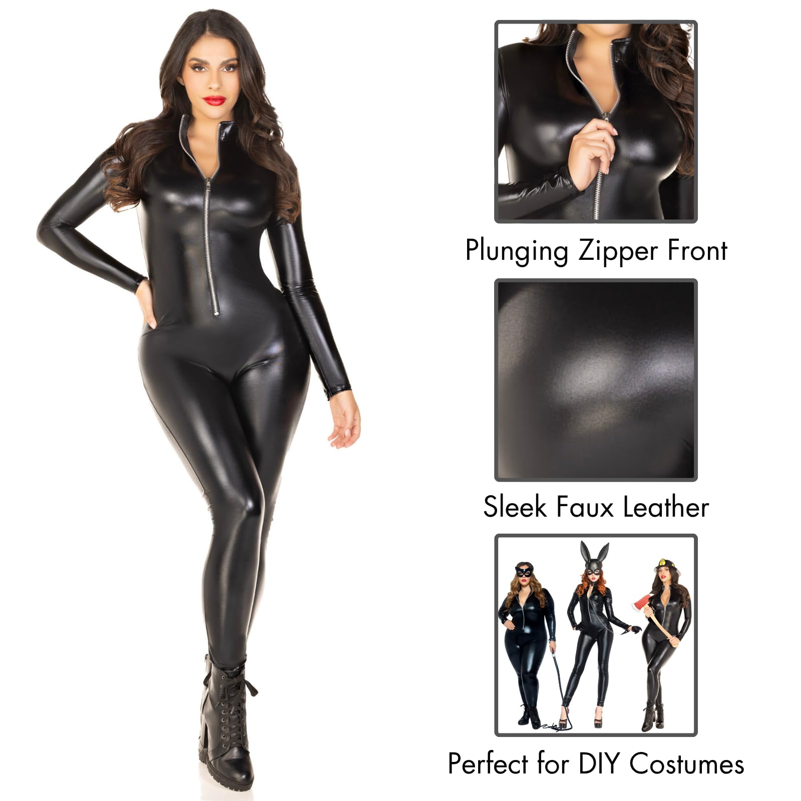 Lame Zipper Front Catsuit.