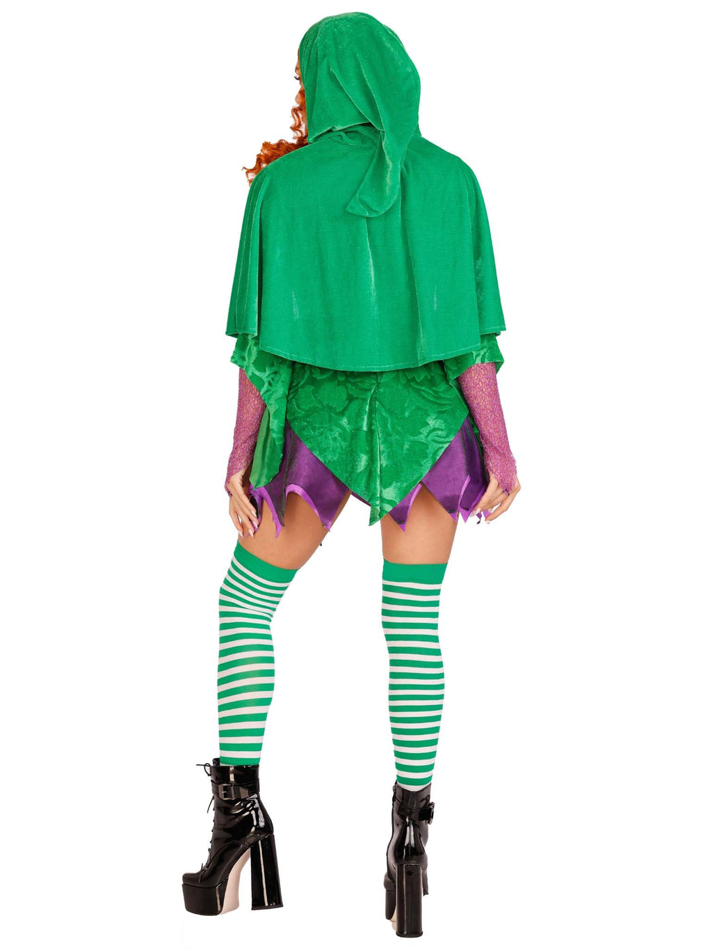 2 Pc Crafty Spellcaster, Includes Velvet Dress With Iridescent Tattered Skirt And Net Gauntlet Sleeve, Lace Up Front And Jewels