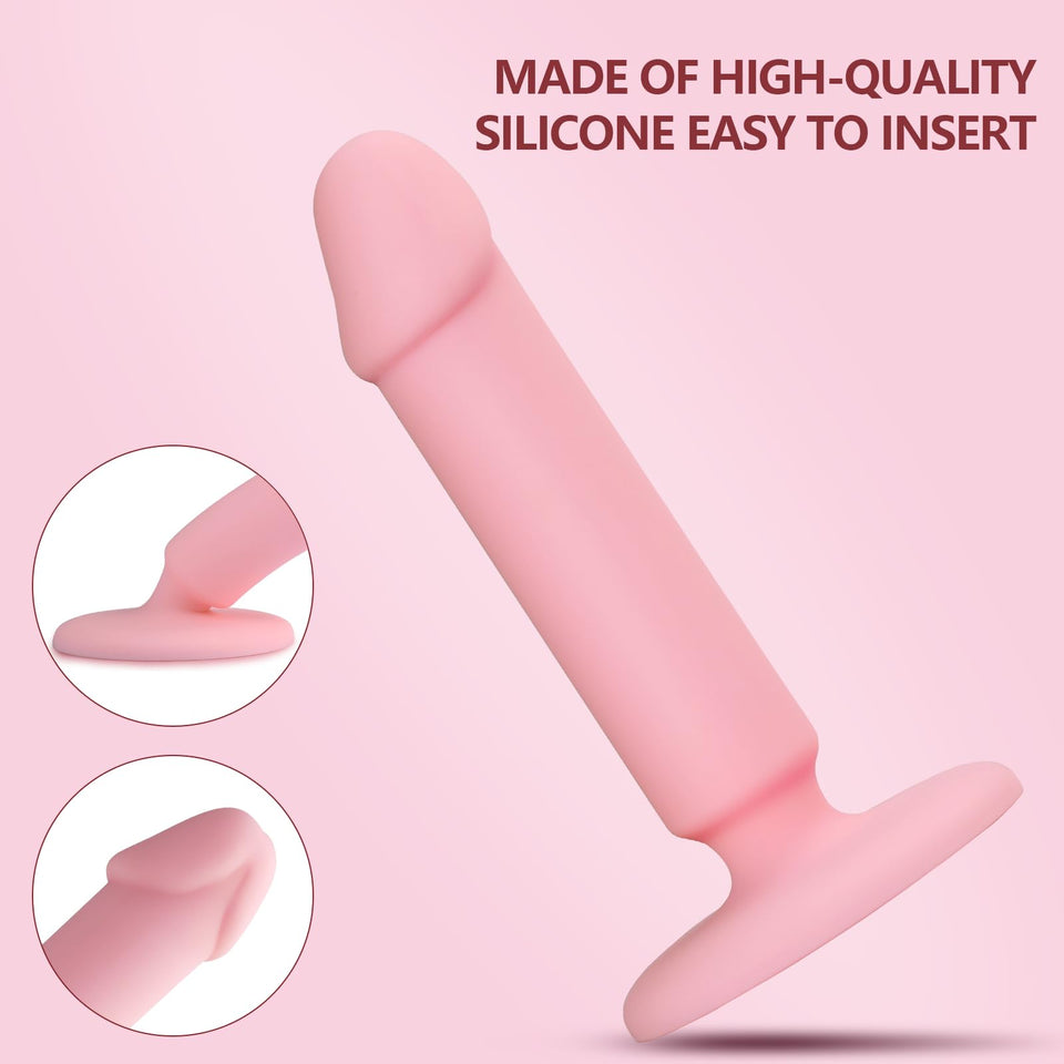Dildos Anal Plugs Training Kit, 3PCS Small Butt Plugs Lifelike Anal Dildos with Suction Cup Pink Dildo, Anal Toys Suitable for B