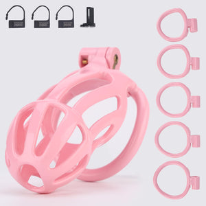 Male Chastity Cage, Lightweight Chastity Device with 5 Sizes Rings and Invisible Lock for Man Penis Exercise Bondage Gear & Acce