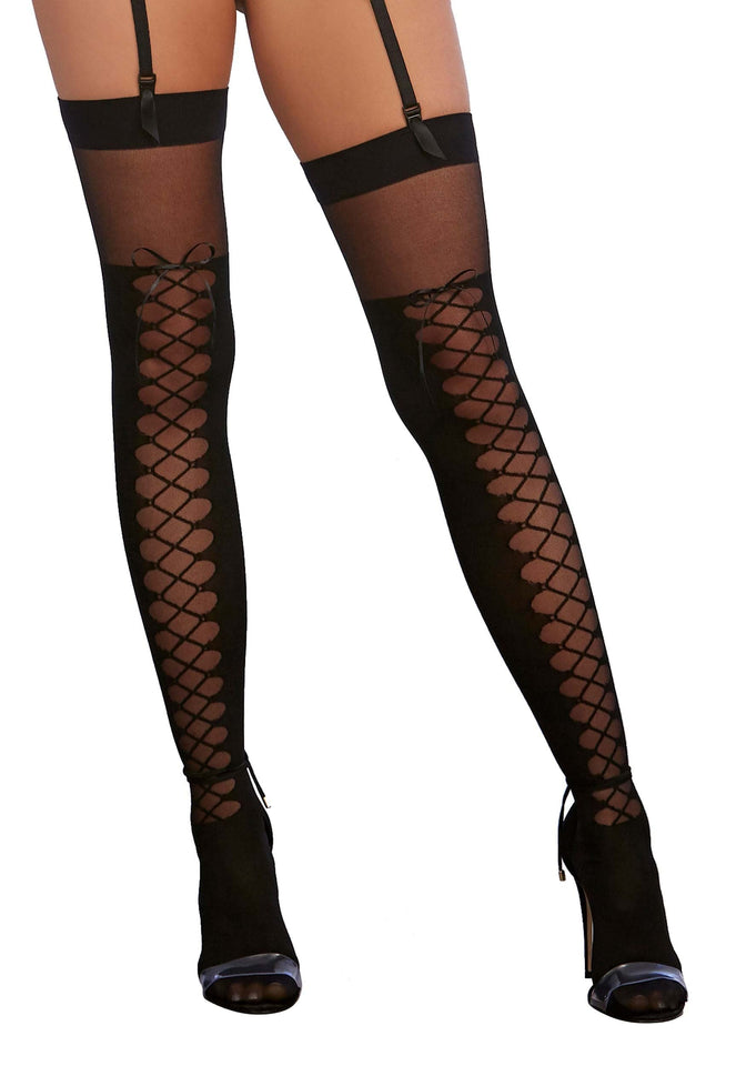 Dg Thigh High W/ Lace-Up Detail Blk Os