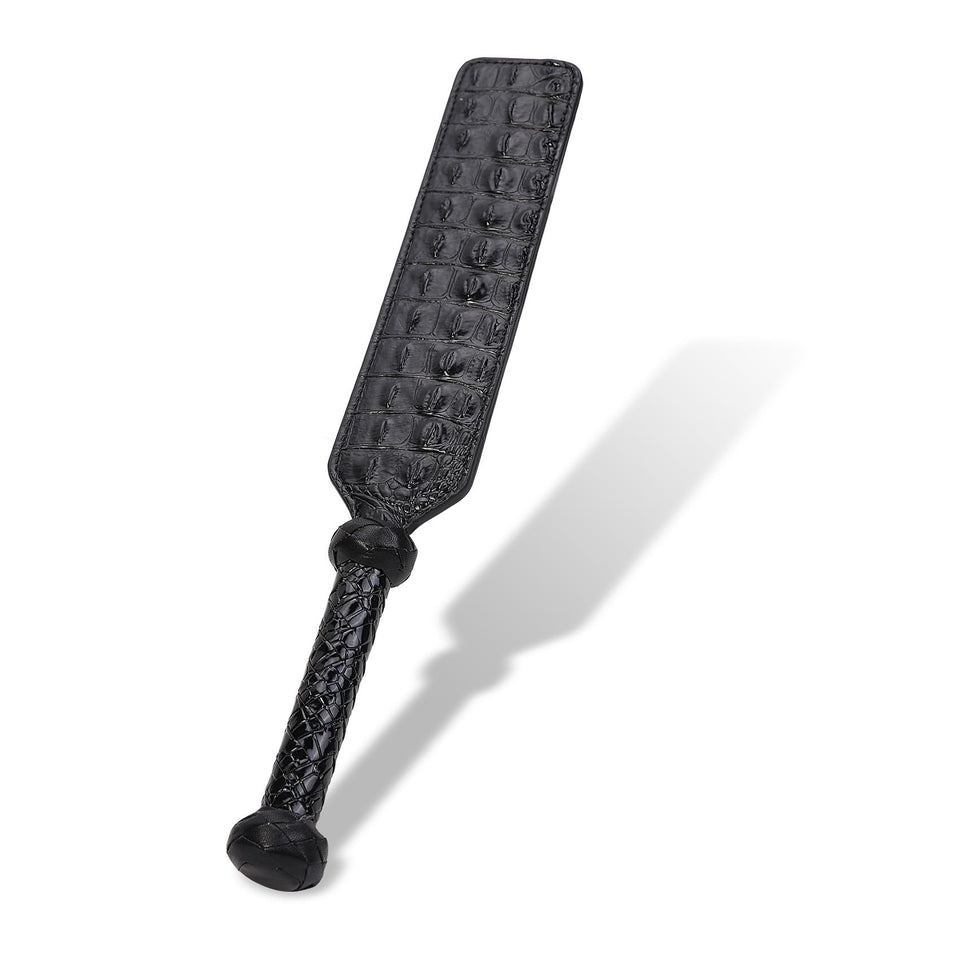 alisikee Faux Crocodile Leather Spanking Paddle for Adult Sex Toys, 16.3in Faux Leather Bondage Sexual Paddles BDSM Set, Black