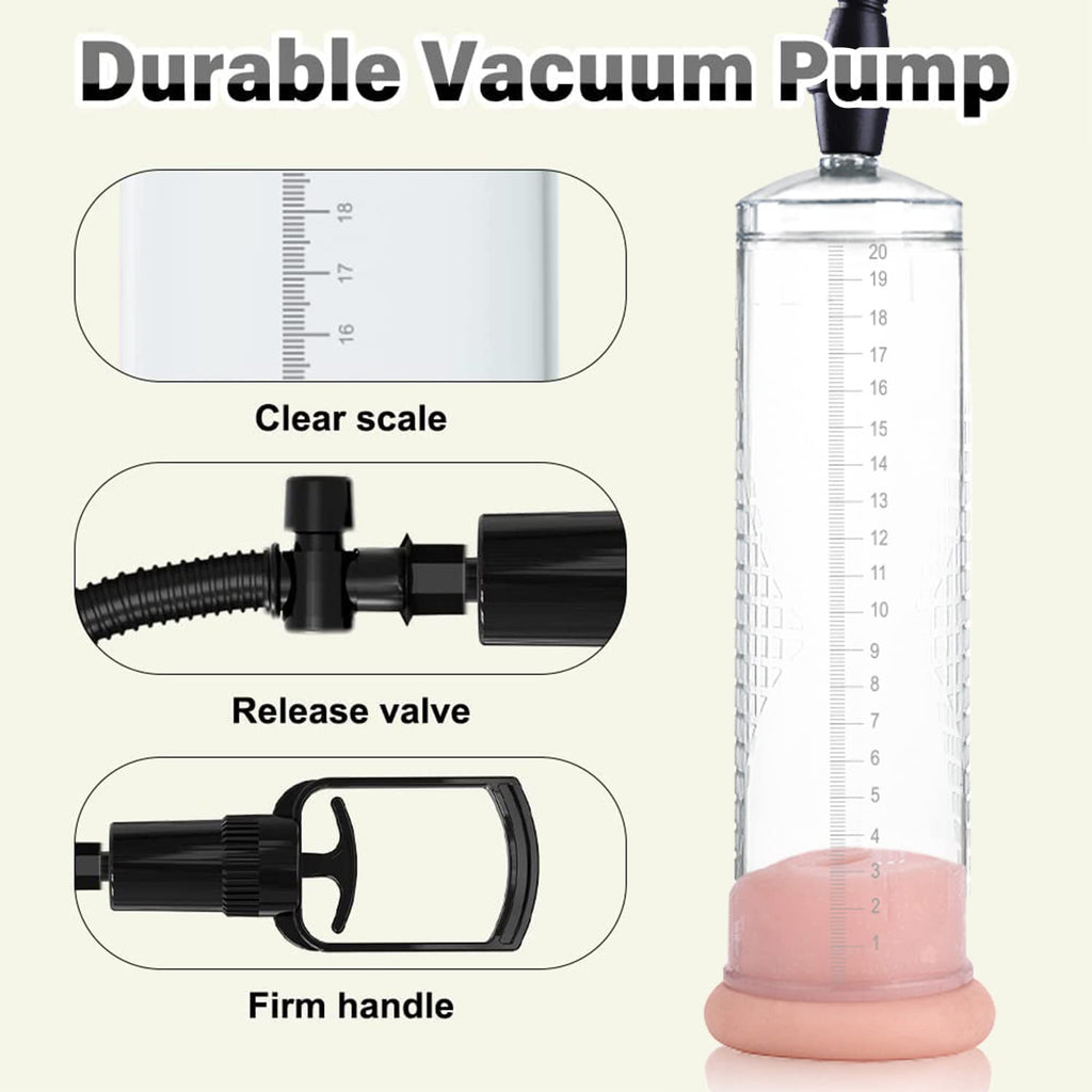 Live4Cool Vacuum Penis Pump Strengthen Manual Penis Enlarger Booster Extender Device For Men Penis Massage Care Male Sex Toy With 1Pcs Lifelike Vagina Sleeve, 3Pcs Suction Sleeves In 3 Sizes