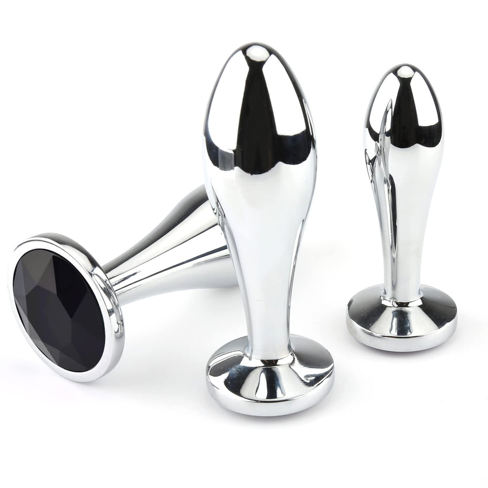 Anal Plug Adult Sex Toys, 3Pcs Anal Butt Plug Set Metal Butt Plug Sex Toys Luxury Jewelry Design Fetish Anal Toys for Adult Unis
