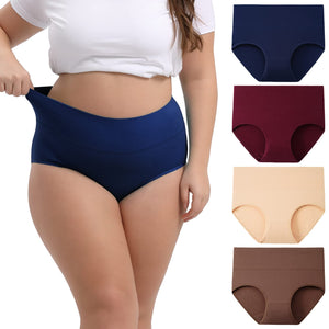 INNERSY Womens Plus Size XL-6XL Cotton Underwear High Waisted Briefs Panties 4-Pack(Earthy Sunset,4X-Large)