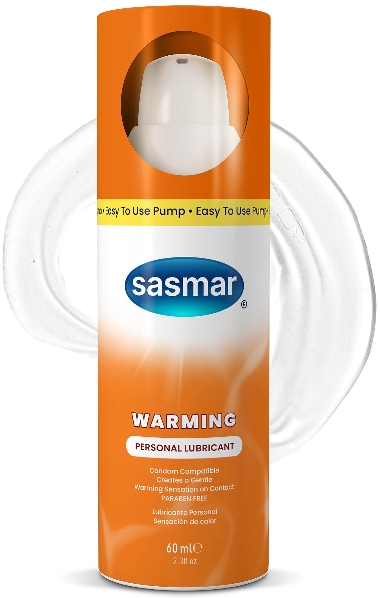 Warming Personal Lubricant - Provides A Gentle Warming Effect, 2.3 Ounce By Sasmar, Long Lasting Non-Sticky Tasteless & Unscente