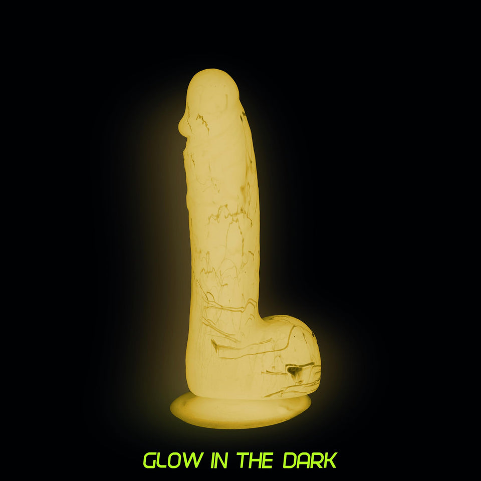 Addiction - Brandon - 7.5'' Glow In The Dark Dildo With Balls - Pink