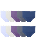 Fruit of the Loom Womens Fit Size Assorted Seamless Brief Underwear, 10 Pack, Brief-10 Pack-Blue/Purple/Grey, 12 Plus