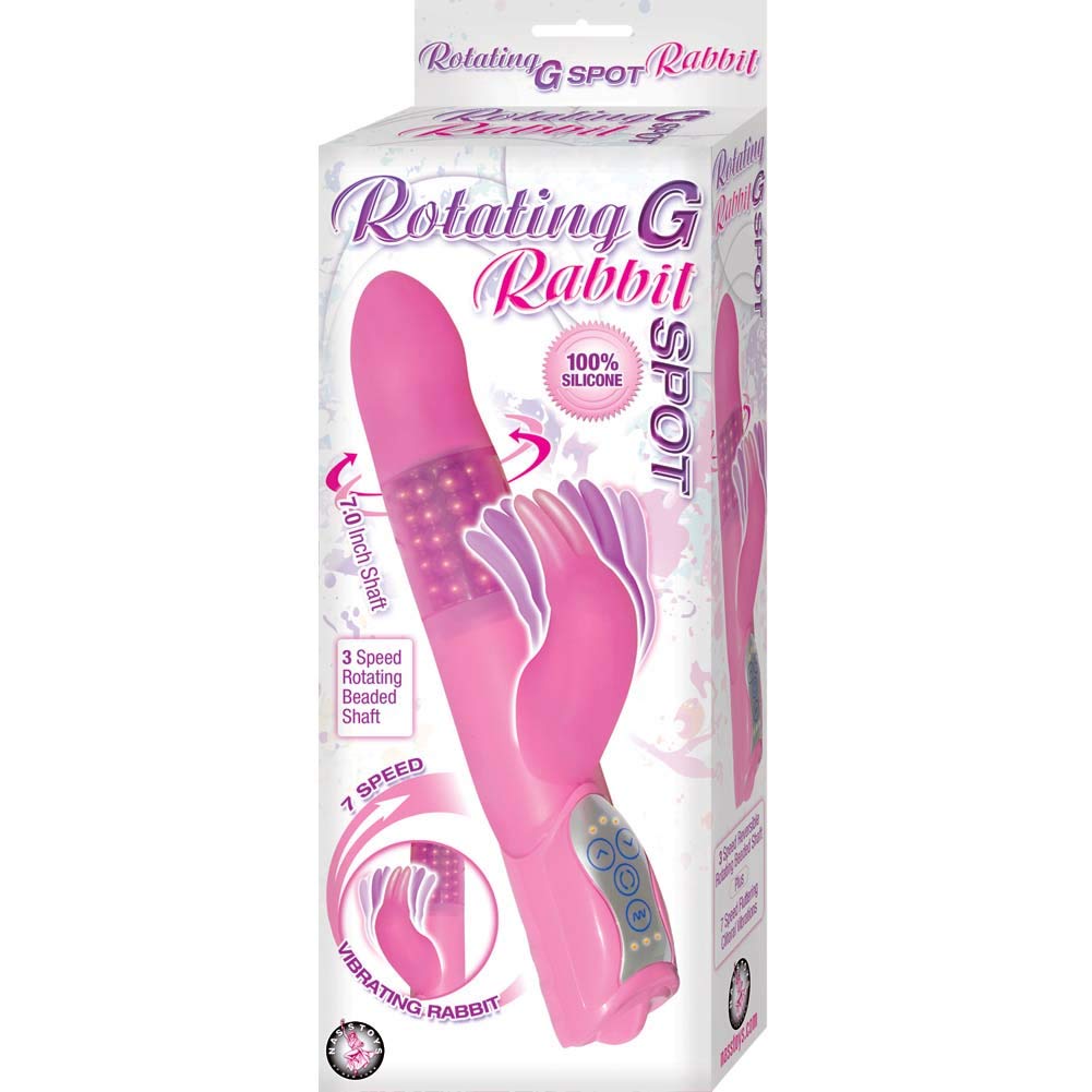 Nasstoys Rotating G-Spot Rabbit Silicone Waterproof Vibrator, Pink, 7 Inch