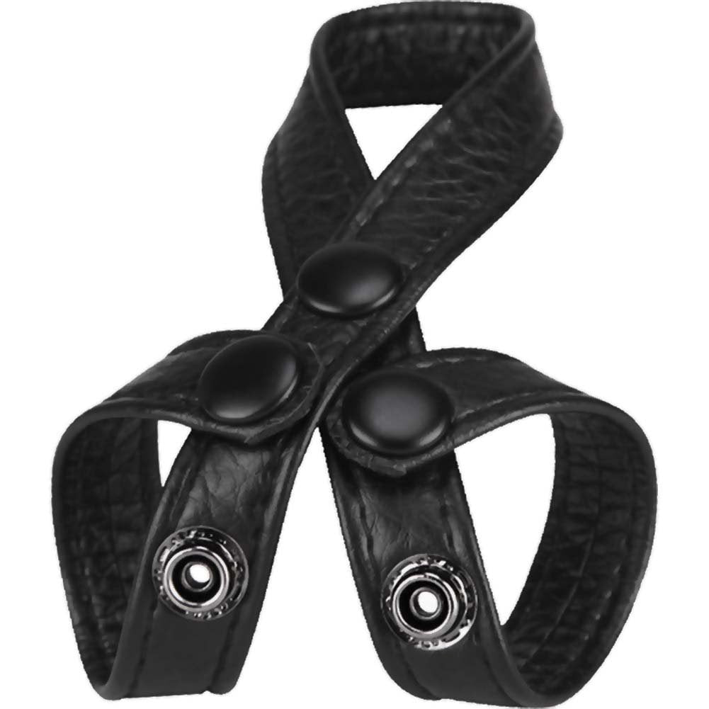 The Macho Collection Adjustable 8 Style Ball Divider Cock Ring, Black