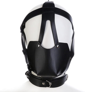 MFMYEE Bondage Mask With Gag Ball Hood,Adjustabale Y-Shape Restraint Head Harness Breathable Mouth Ball Leather Mouth Masks & Mu