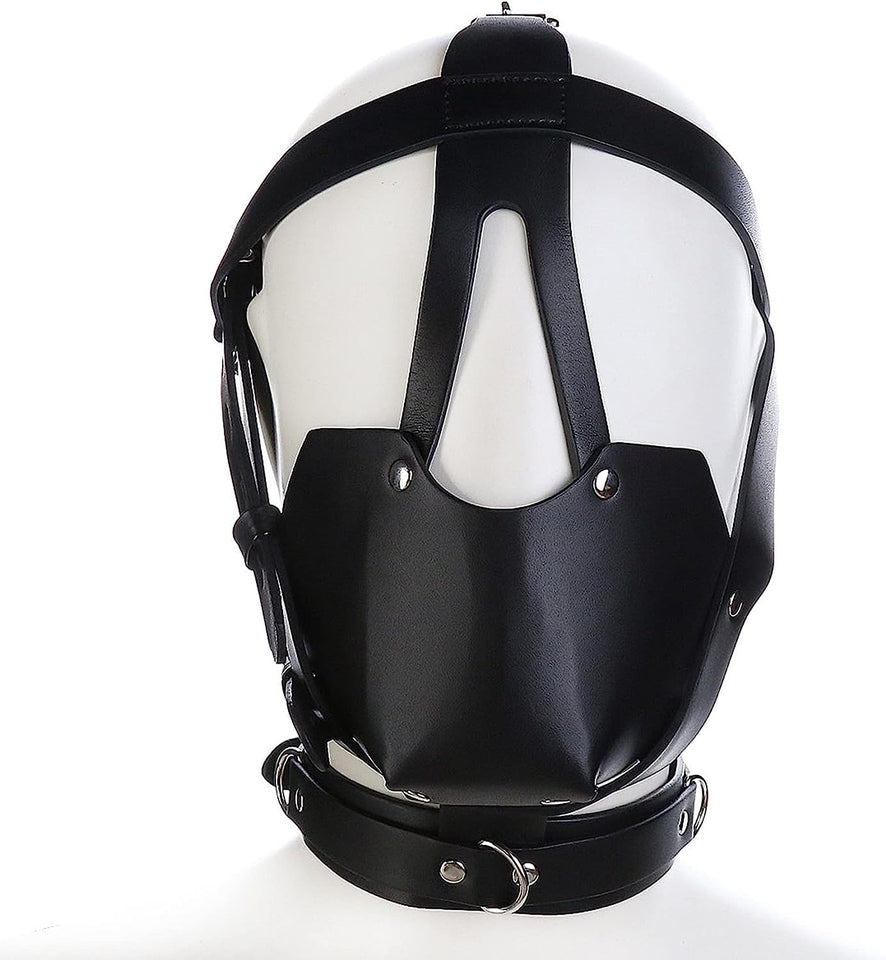 MFMYEE Bondage Mask With Gag Ball Hood,Adjustabale Y-Shape Restraint Head Harness Breathable Mouth Ball Leather Mouth Masks & Mu