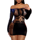 Buitifo Sexy Lingerie for Women Fishnet Mini Dress One Piece Babydoll Nightwear(BlackZJD,One Size)