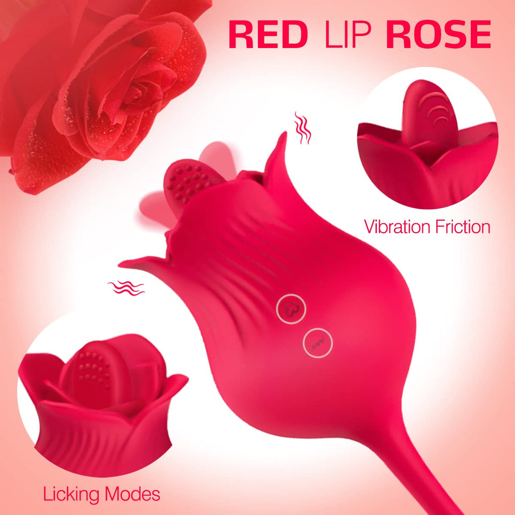 Rose Toy Vibrator for Woman,Clitoral Tongue Vibrator Sex Toys with 10 Speed Modes,G-spot Dildo Rose Nipple Massager Licking Stim