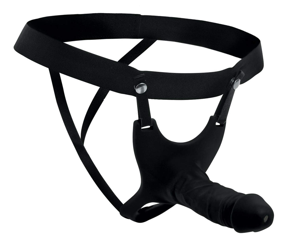 Hollow Silicone Dildo Strap-On - Black