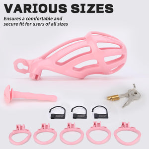 Male Chastity Cage, Lightweight Chastity Device with 5 Sizes Rings and Invisible Lock for Man Penis Exercise Bondage Gear & Acce