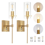 Aibisod Battery Operated Wall Sconce Set Of 2 With Remote, Rechargeable Wall Lights Includes 3-Color Bulb, 10000Ma Wireless Wall