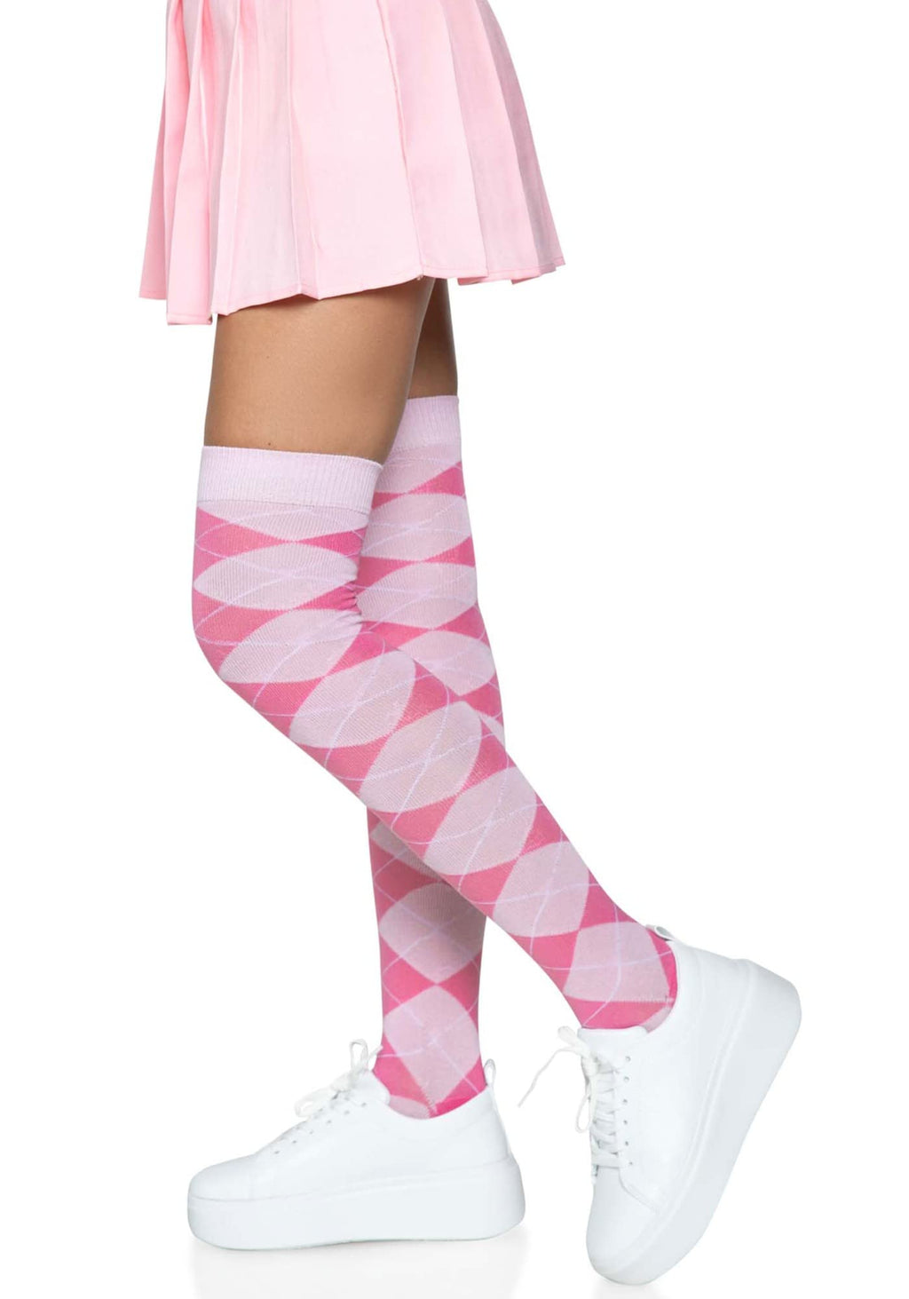 Argyle Knit Over The Knee Sock