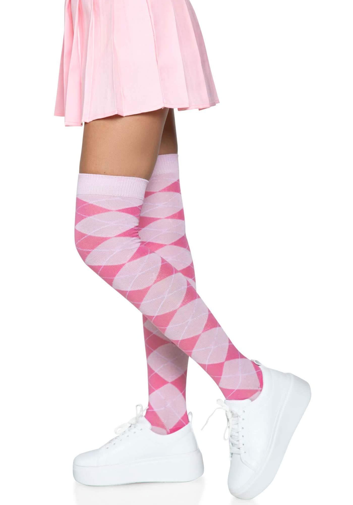 Argyle Knit Over The Knee Sock