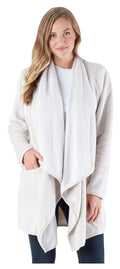 Sleepyheads Pajama Womens Fleece Long Sleeve Wrap Robe Cardigan with Pockets, Wrap- Heather Beige, X-Large