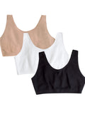 Fruit of the Loom Womens Built Up Tank Style Sports Bra, White/Sand/Black, 38 US