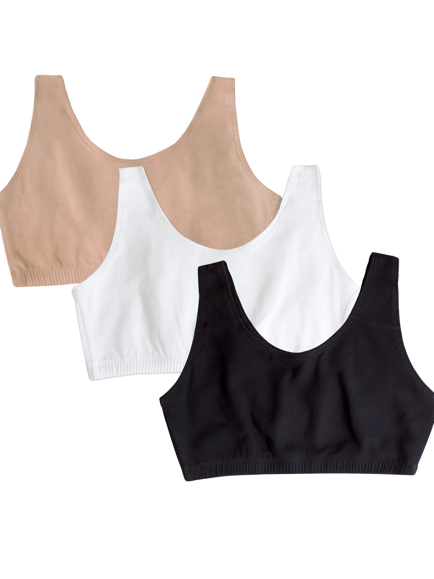 Fruit of the Loom Womens Built Up Tank Style Sports Bra, White/Sand/Black, 38 US