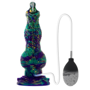 10.24 '' Squirting Monster Dildo Fantasy Ejaculating Dog Knot Penis,Silicone Realistic Tentacle Dildo Dragon Cock W/Enema Bulb,T