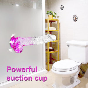 Realistic Clear Cute Purple Dildo - Life Like Adult Sex Toy for Women Pleasure, 6 Inch Fake Small Thin Dildo with Suction Cup fo